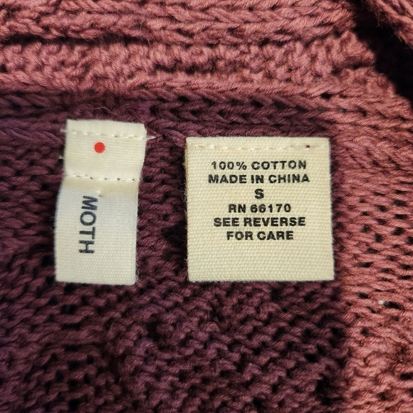 ANTHROPOLOGIE MOTH BURGUNDY SKELETON SPINE KNIT CARDIGAN SWEATER SZ S - Picture 6 of 7